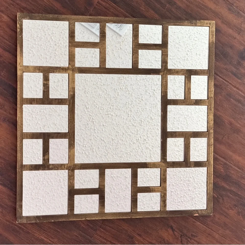 Vintage Geometric Accent Wall Mirror 14”x14”